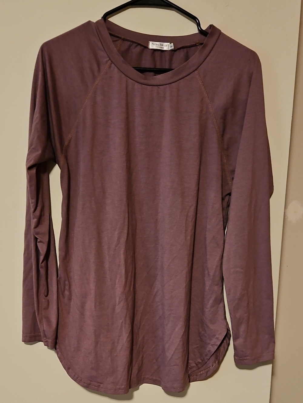 Nordstrom-Style Long Sleeve Crewneck Top in Mauve Plum